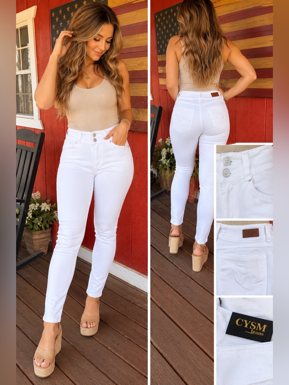 CYSM Jeans Emma White Push Up Skinny Jeans Size 7 NWT Made in Colombia